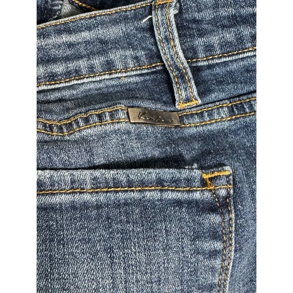 KanCan Jeans Womens‎ Dark Wash Distressed Skinny Jeans Frayed Hem Size